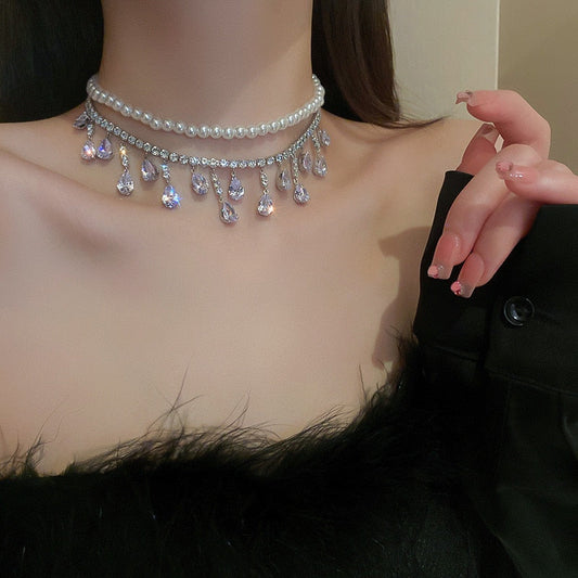 Teardrop Layered Pearl Choker